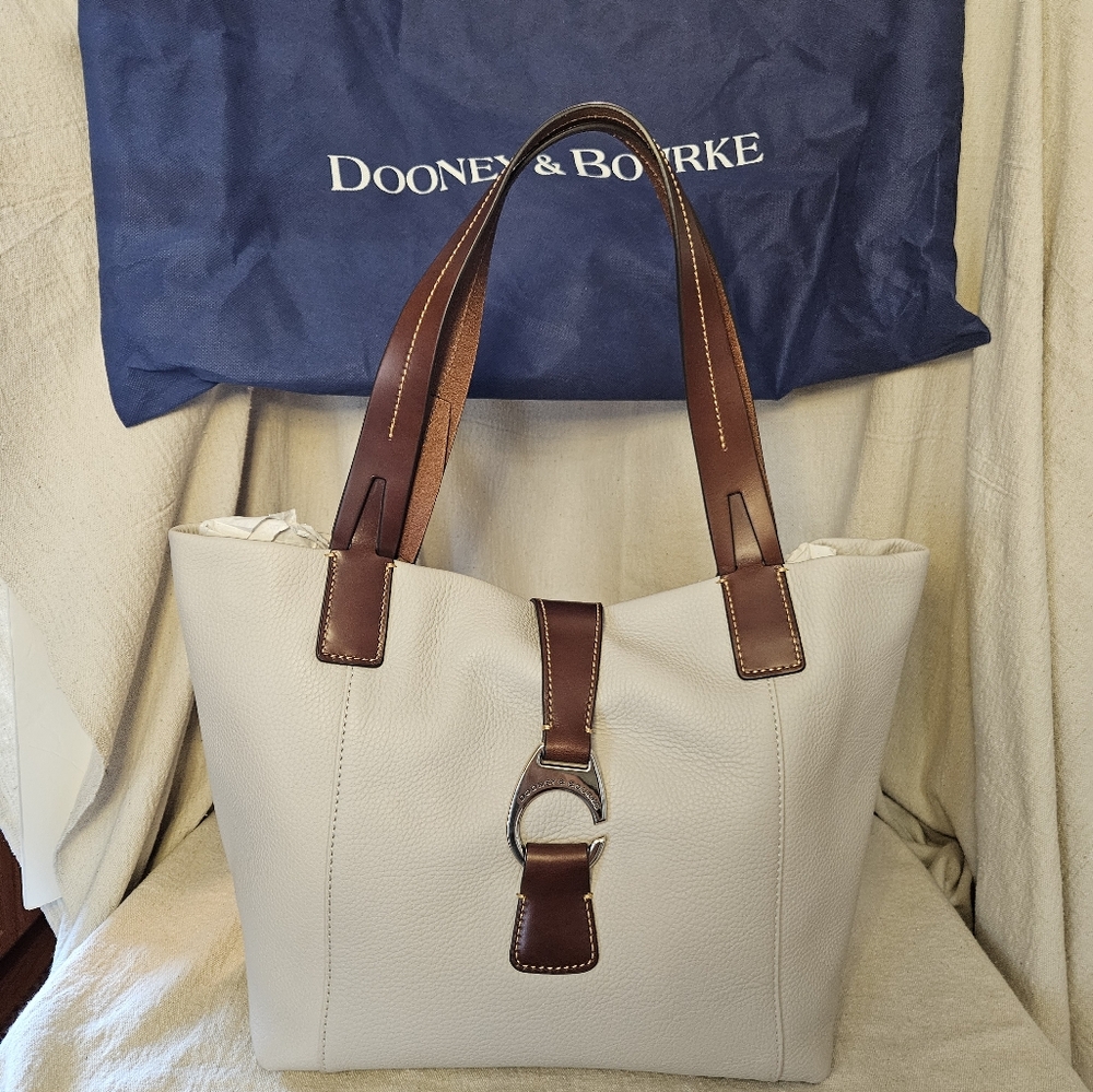 Dooney & Bourke Cream and Brown Tote Bag
